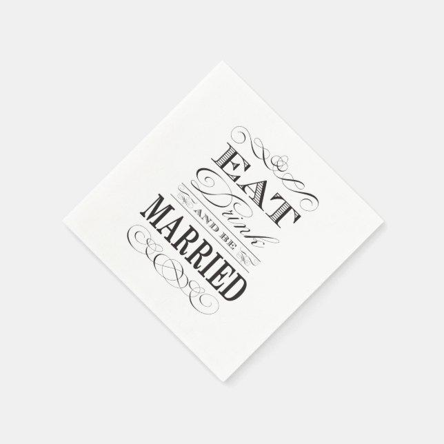 Serviette En Papier Mangez Boire et être marié Mariage élégant (Coin)