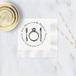 Serviette En Papier Mangez boire et être marié Mariage noir et blanc<br><div class="desc">Les serviettes de cocktail de la réception de mariage sont équipées d'une fourchette,  d'un couteau et d'une bague en diamant et portent le texte "Mangez,  buvez et soyez mariés ! Merci de célébrer avec nous." Couleurs noir,  blanc et platine gris.</div>