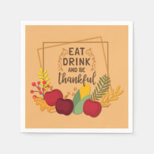 Serviette En Papier Mangez Boire et Soyez Gentil Rustique Thanksgiving