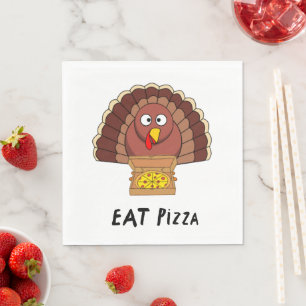 Serviette En Papier Mangez Une Pizza Avec La Turquie De Thanksgiving