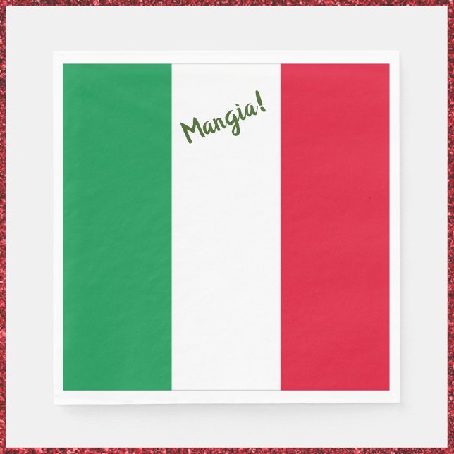Serviette En Papier Mangia ! Drapeau italien (Bookmark my store: https://www.zazzle.com/store/capricepetit?rf=238091145531749709)