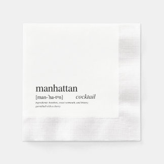 Serviette En Papier Manhattan Cocktail Typographie Noire moderne