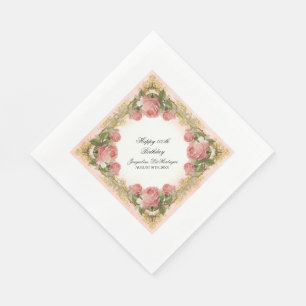 Serviette En Papier Manoir Rose Vintage Parisien Fête d'Anniversaire