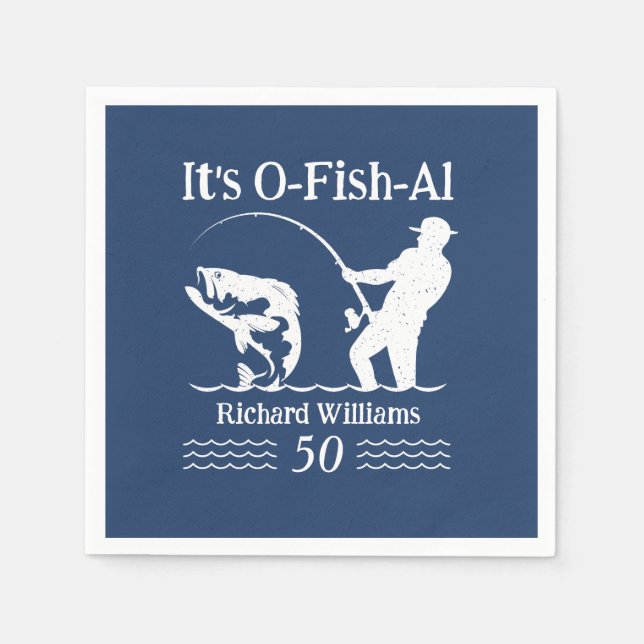 Serviette En Papier Man's It's O-fish-al Fisherman 50ème anniversaire  (Devant)