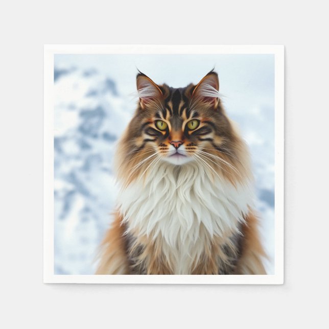 Serviette En Papier Manteau de Maine Coon dans un portrait sauvage de  (Devant)