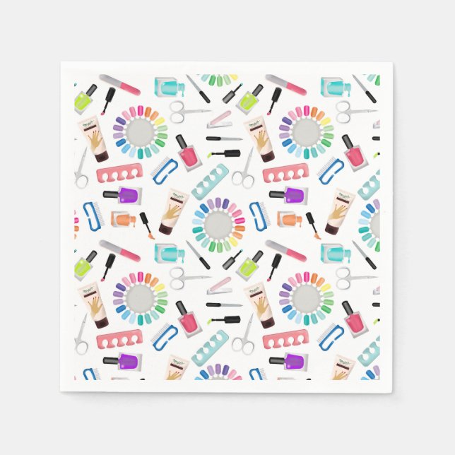 Serviette En Papier Manucure Pédicure Filles Anniversaire Ongles (Devant)