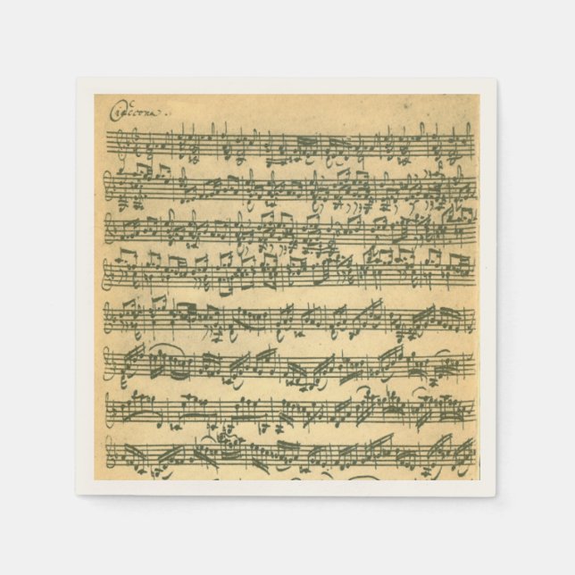 Serviette En Papier Manuscrit musical Bach Chaconne Violon (Devant)