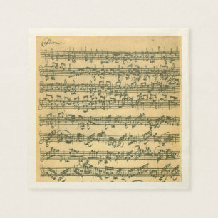 Serviette En Papier Manuscrit musical Bach Chaconne Violon
