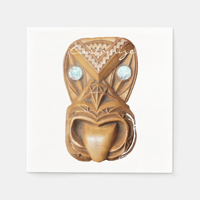 Serviette En Papier Maori sculptée Tiki Face Thunder_Cove (Devant)