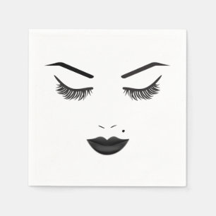 Serviette En Papier Maquillage Black Lips Visage Sourcils Lèvres Glam 