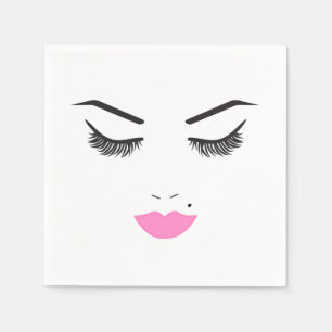 Serviette En Papier Maquillage de beauté visage cils et lèvres roses S
