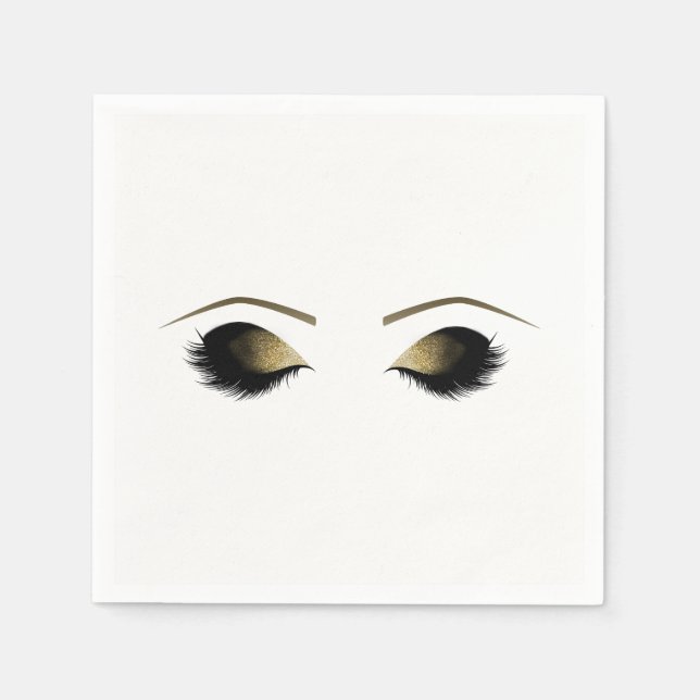 Serviette En Papier Maquillage Glam Gold Cils Personnalisés Beauté (Devant)