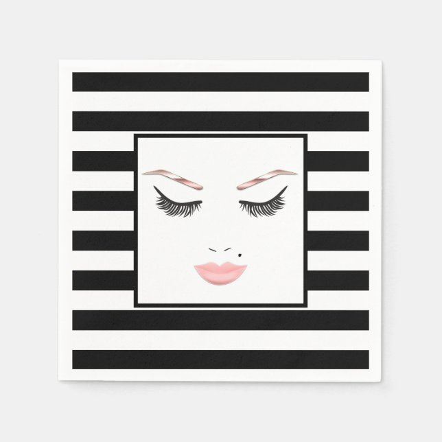 Serviette En Papier Maquillage Visage Rose Gold Sourcils Lèvres Beauté (Devant)