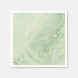 Serviette En Papier Marbre Abstrait vert et or perce élégante