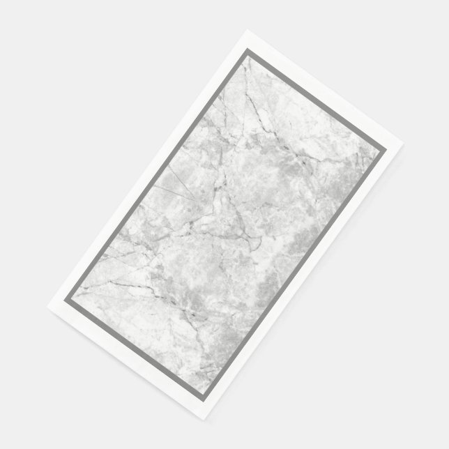 Serviette En Papier Marbre blanc et gris simple | (Coin)