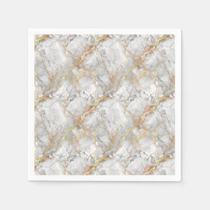 Serviette En Papier Marbre Blanc Luxueux avec Motif de Veine d'Or