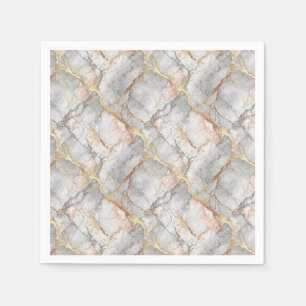 Serviette En Papier Marbre blanc royal pierre et or motif d'art de vei