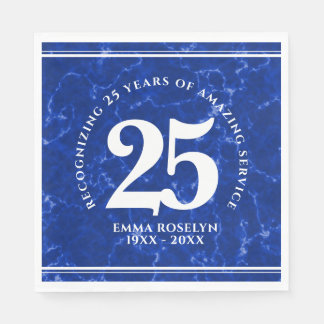 Serviette En Papier Marbre Bleu Élégant 25 Anniversaire Du Travail