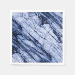 Serviette En Papier Marbre bleu et blanc pierre roche tourbillon chic