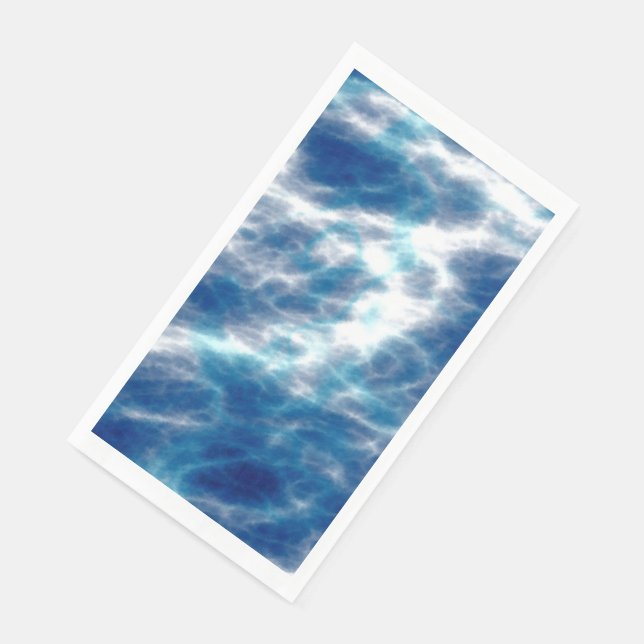 Serviette En Papier Marbre d'eau bleue (Coin)