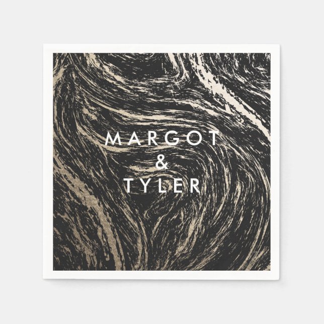 Serviette En Papier Marbre d'or / Napkin (Devant)