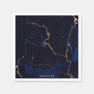 Serviette En Papier Marbre doré bleu marine