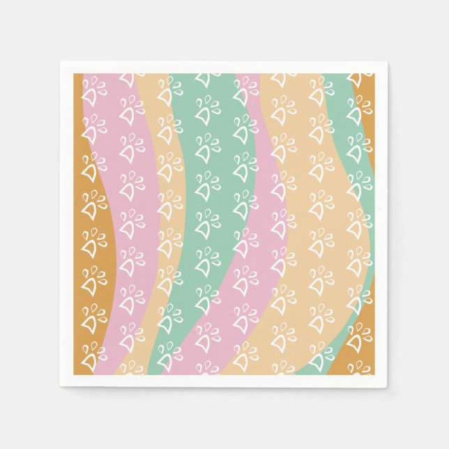 Serviette En Papier Marbre Empreinte de patte rétro Super (Devant)