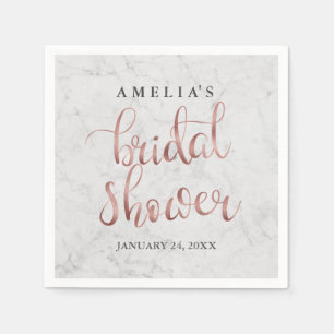 Serviette En Papier Marbre Faux Rose Gold Fête des mariées Napkin