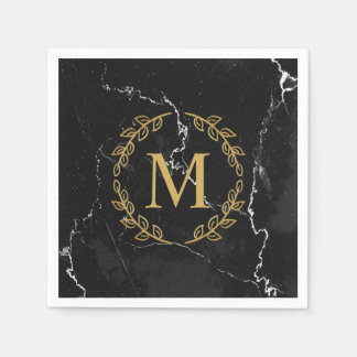 Serviette En Papier Marbre noir