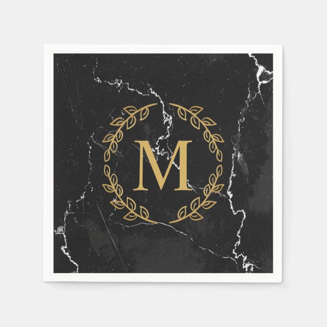 Serviette En Papier Marbre noir (Devant)