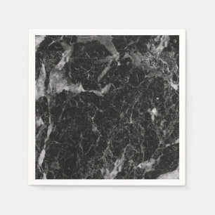 Serviette En Papier Marbre Noir Blanc Et Argent Moderne Glam