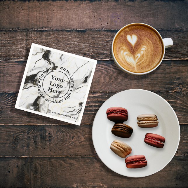 Serviette En Papier Marbre noir et blanc (Créateur téléchargé)