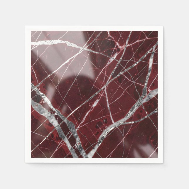 Serviette En Papier Marbre rouge brillant de luxe (Devant)