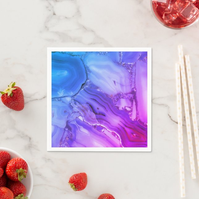 Serviette En Papier Marbre Violet Exotique  (En situation)