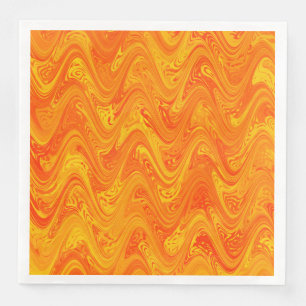 Serviette En Papier Marbrure Orange Jaune Rouge Motif