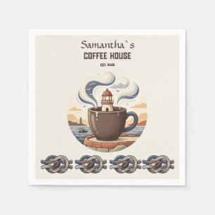 Serviette En Papier Marchandise de café côtier vintage personnalisée