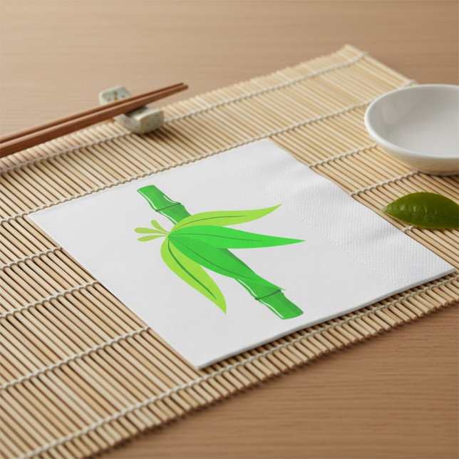 Serviette En Papier Marche en bambou vert avec Feuilles tropicaux (Créateur téléchargé)