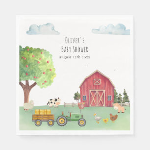 Serviette En Papier Marché fermier Fête de bébé Tracteur Rouge de la c