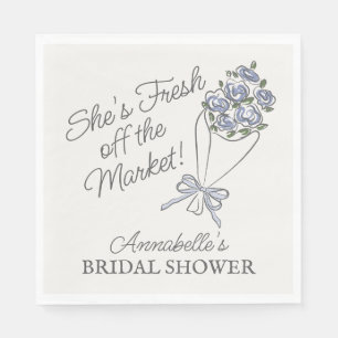 Serviette En Papier Marché Fleur Bleue Frais Floral Lavage de Mariée