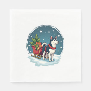Serviette En Papier Marche Husky Festive