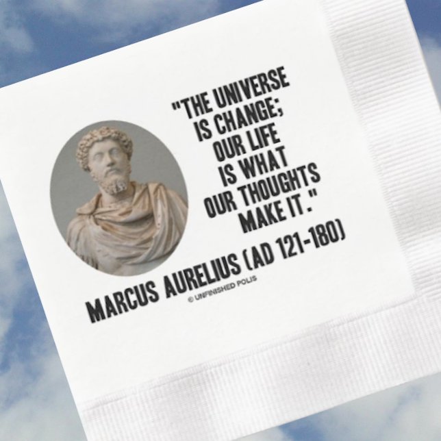 Serviette En Papier Marcus Aurelius Universe Changer les pensées de vi (Paper napkin featuring Roman emperor & Stoic philosopher Marcus Aurelius & his words of wisdom)