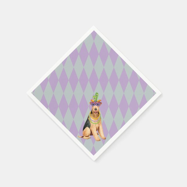 Serviette En Papier Mardi Gras Airedale (Coin)