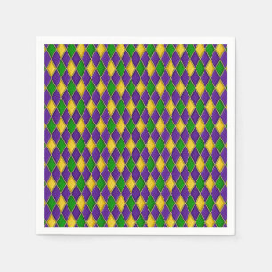 Serviette En Papier Mardi Gras Arlequin Motif Naples jetables