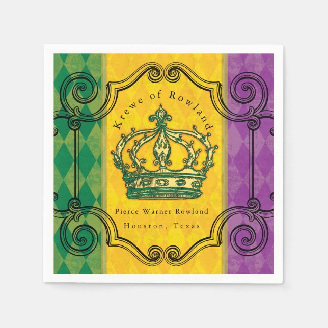 Serviette En Papier Mardi Gras Couronne Nom de famille personnalisé Na (Devant)