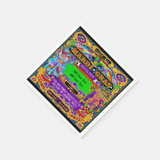 Serviette En Papier Mardi Gras Customisé Cocktail serviettes (Coin)