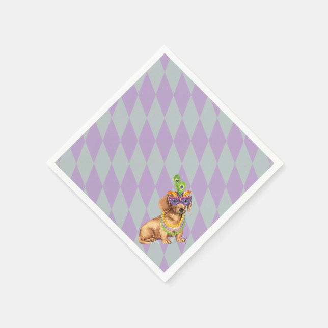 Serviette En Papier Mardi Gras Dachshund (Coin)