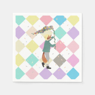 Serviette En Papier Mardi Gras Enfants Carnaval Printemps Illustration