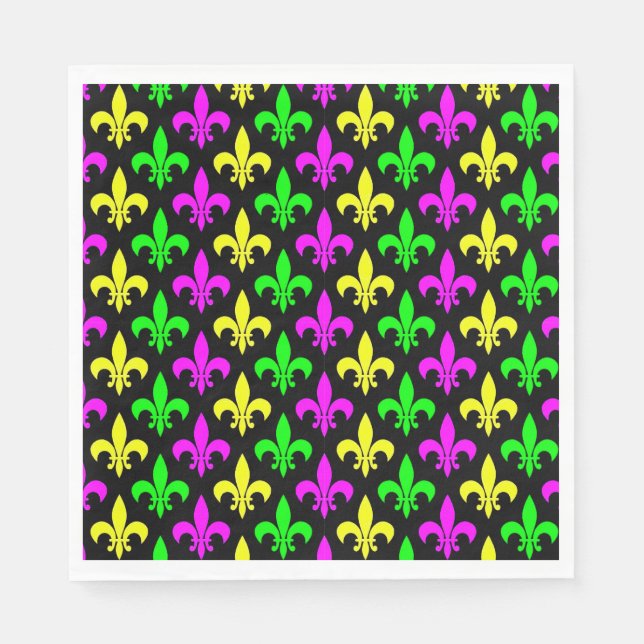 Serviette En Papier Mardi Gras Fleur De Lis (Devant)