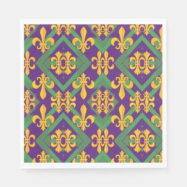 Serviette En Papier Mardi Gras Fleur de lis (Devant)