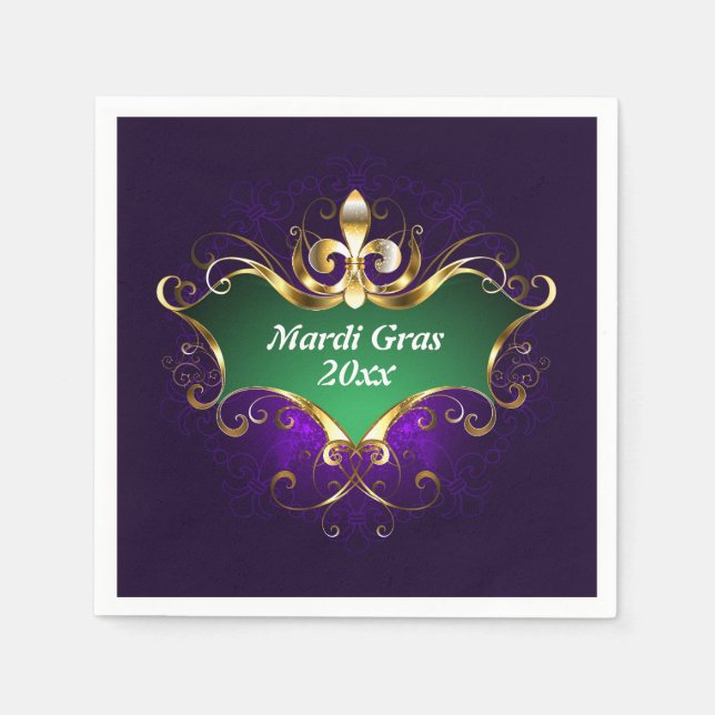 Serviette En Papier Mardi Gras Fleur-de-lis Année Ajouter (Devant)